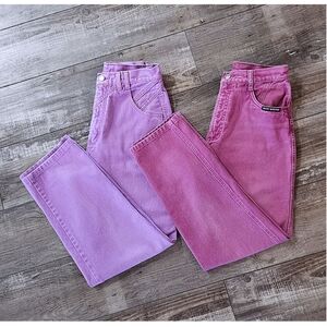 SET (2) Vtg WRANGLER & ROCKY MOUNTAIN Purple Magenta Jeans Size 26